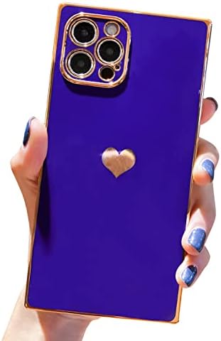 Tzomsze Compatible with iPhone 13 Pro Max Case Square, Cute Luxury Full Camera Lens Protection & Reinforced Corners Shockproof Electroplate Edge Bumper TPU Silicone Case [6.7 inches] -Candy Dark Green