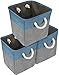 Sorbus Cube Storage Bins Basket Set [3-Pack] Big Square Cube Fabric Collapsible Organizer Bin with Cotton Rope Carry Handles for Linens, Toys, Clothes (Woven Rope Basket - Aqua)