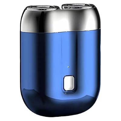 Mini Dual-Head Electric Shaver, Rechargeable Pocket Shaver for Men, Portable Double Head Razor, Fast Charge, Head with Strong Attachment Force, Fully Body Washable, Blue for Travel and Business Trip