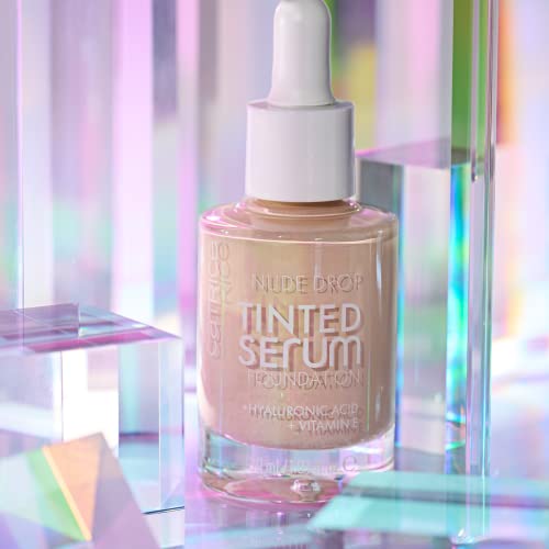 Catrice Nude Drop Tinted Serum Foundation, nr 040N, cieliste, długotrwałe, matujące, naturalne, dla skóry wrażliwej, wegańskie, bezolejowe, perfumy, bez alkoholu, opakowanie 3 szt. (3 x 30 ml)
