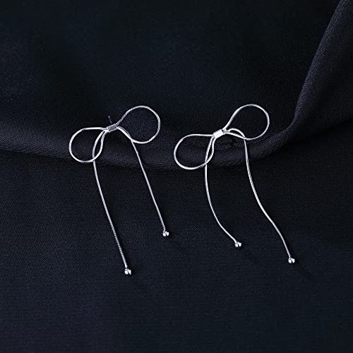 Reffeer 925 Sterling Silver Bow Drop Earrings #TOP21