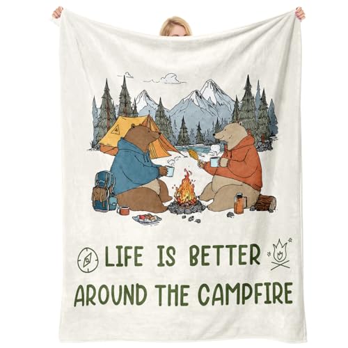Camping Gifts for Women Men Unique - Fleece Throw Camping Blanket 60”×50”