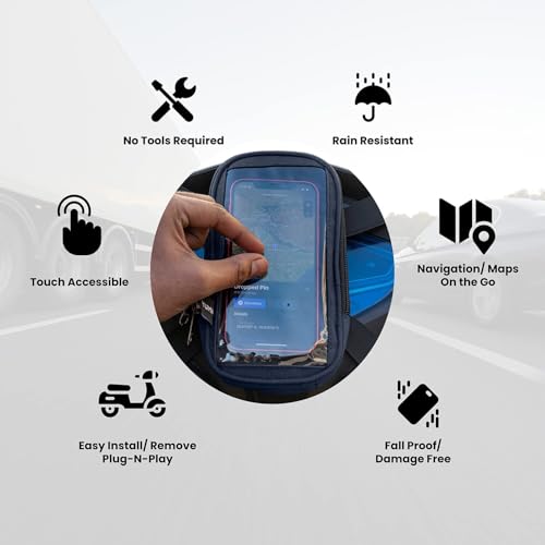 Image of Universal Mobile Holder /Stand /Mount Pouch for Scooters Scooty Activa Jupiter EV's | X1 Model Colour Black