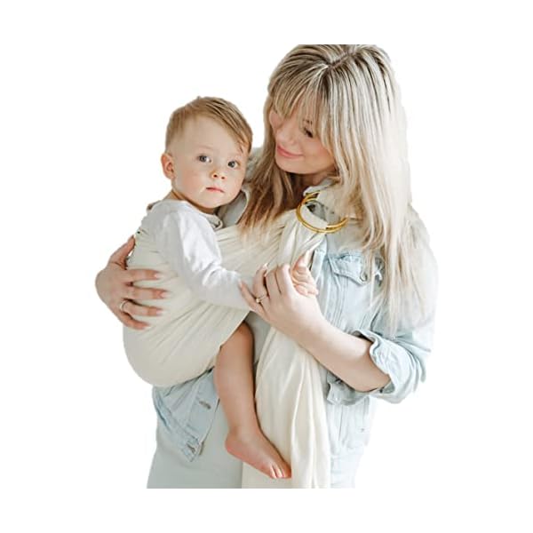 Shabany® - Ring Sling Tragetuch - 100% Bio Baumwolle - Babybauchtrage für Neugeborene Kleinkinder bis 15 KG - inkl. Baby Wrap Carrier Anleitung - beige (dances)