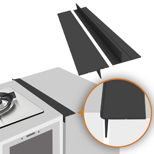 Image of KindGa Stove Gap Filler - Silicone Stove Gap Covers 25 Inch 2 Pack Black | Foldable kitchen counter range gap guards, electric stove gap filler, oven side sealing strip between countertop and stovetop