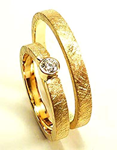 Eheringe Set Diamant Gelbgold 750 18 Karat Mit Gravur Trauringe Hochzeitsringe Klassisch Amazon De Handmade Produkte