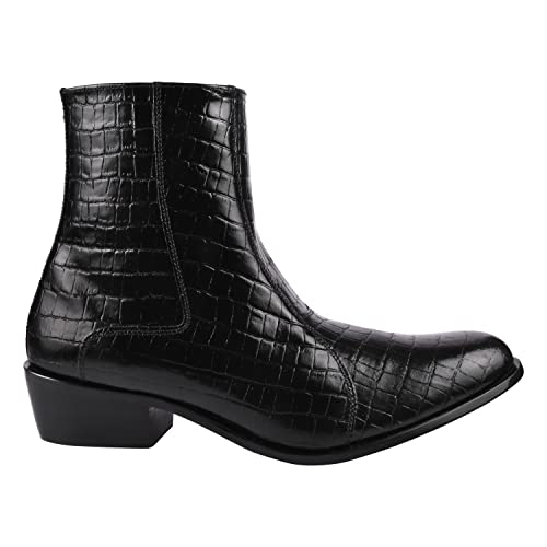 Image of LIBERTYZENO Mens Animal Print & Plain Leather Adults High Ankle Retro Dress Boots for Easter Gift