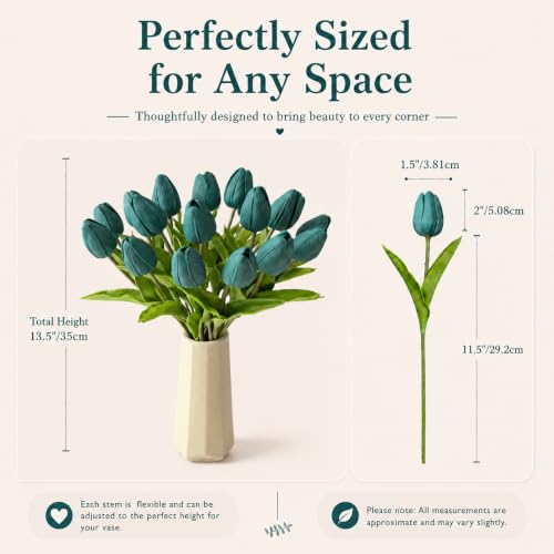 Image of Mandy's 20pcs Artificial Teal Tulips