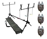 DD-Tackle, Rod Pod con canna per pesca alla carpa, 3 segnalatori di abboccata, 2 Buzzer Bar, 6 supporti per canna e custodia