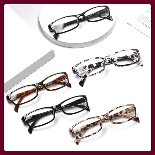 Image of Kerecsen Reading Glasses 5 Pairs Fashion Ladies Readers Spring Hinge with Pattern Print Eyeglasses for Women (Mix Color -4, 1.00)