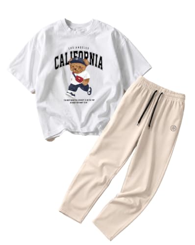 Image of AUSK Men's Graphic Printed Clothing Co-Ord Set | Oversized T Shirt with Track Pant | Casual Daily Wear Outfit for Men