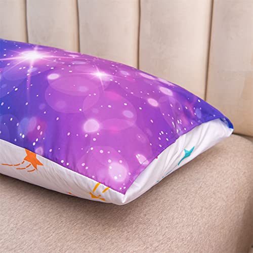 A Nice Night Gradient Glitter,Rainbow Galaxy Body Pillow Cover Pillowcase With Envelope Closure For Kids Adults,Purple #TOP4