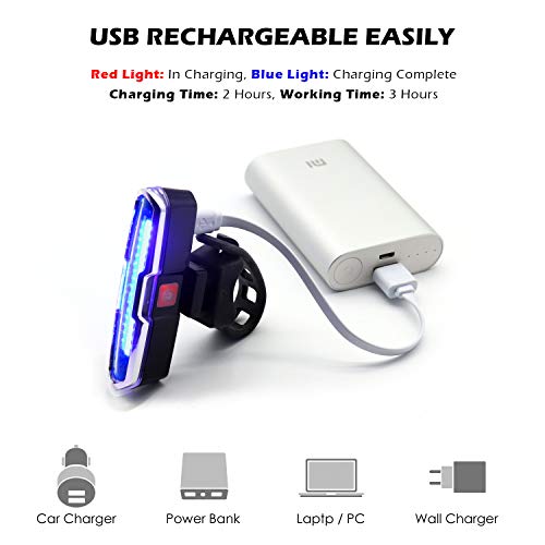 DONPEREGRINO 110 Lumen Luce Bici Posteriore ad Alta Luminosità, LED Fanale Posteriore MTB Ricaricabile con 5 modalità… - immagine 4