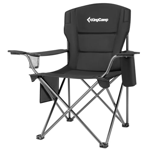 Silla de camping KingCamp oversized con bolsa térmica y soporte lumbar, negro