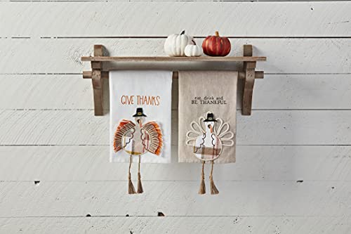Mud Pie Thanksgiving Turkey Dangle Leg Towel, Give Thanks, 21" X 14" #TOP1