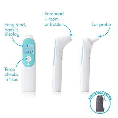 Infrared Thermometer 3-In-1 Ear, Forehead + Touchless For Babies, Toddlers, Adults, And Bottle Temperatures By Frida Baby #TOP1