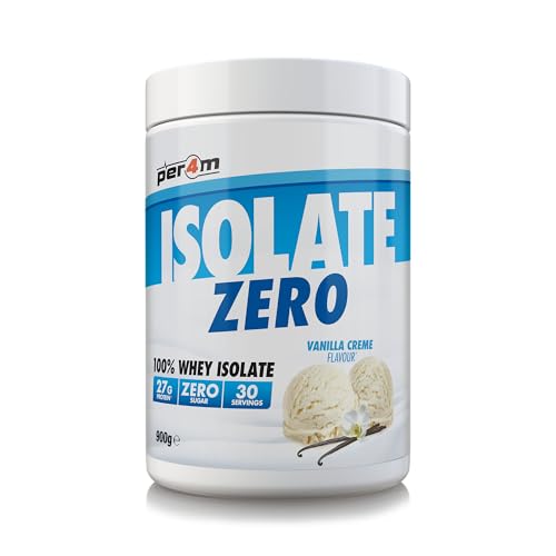 Per4m Isolate Zero Premium Whey Protein Powder | Superior Flavour Ultra Filtered + Amino Acids | Fast Absorbing Zero Sugar Gluten Free Shake for Lean Muscle & Recovery (900g, Vanilla Creme)