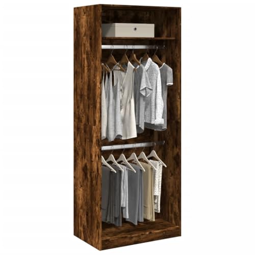 SKM Armario Madera de ingeniería Color Roble Ahumado 80x50x200 cm,Mobiliario,Armarios y Almacenamiento,Armarios roperos,Marrón,45.8 kg,3307796