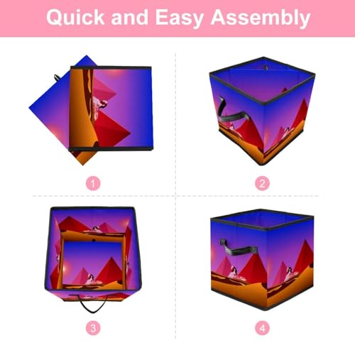Boîte de rangement pliable cube motif pyramide pour placard - 6