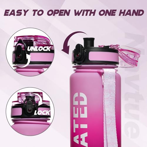 Image of Water Bottle 32 oz Motivational Time Marker Tritan Bottle
