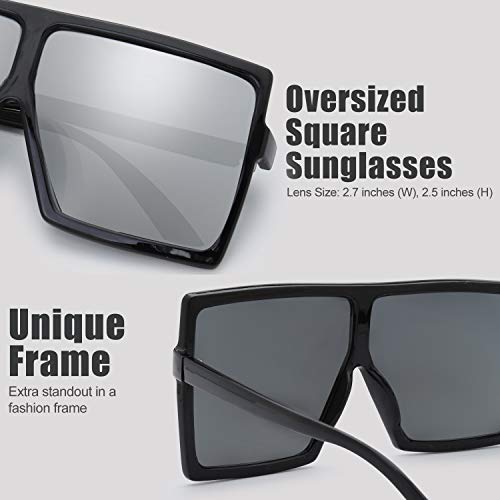 Image of The Fresh Large Oversized Fashion Square Flat Top Sunglasses - Exquisite Packaging
