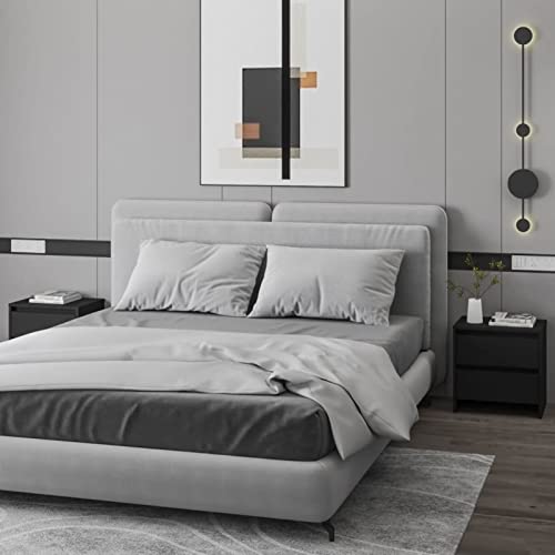 Gecheer 2X Mesitas de Noche con 2 cajones Mesa Auxiliar Mesa para café Muebles Auxiliares de Salon aglomerado Negro 45x34,5x44,5 cm