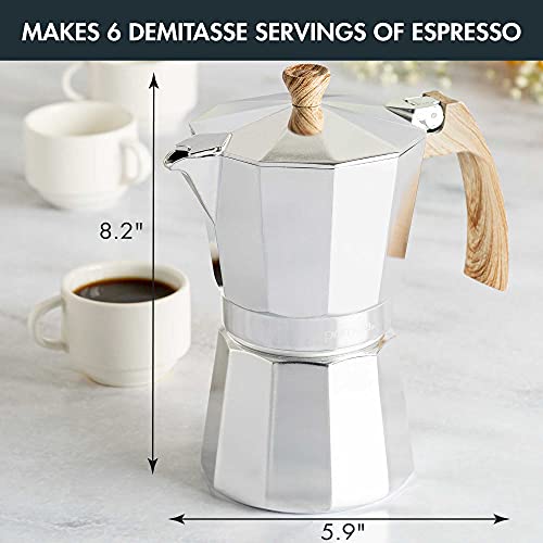 Image of Primula Aluminum Stove Top Espresso Coffee Maker, Percolator Coffee Pot for Moka, Cuban Coffee, Cappuccino, Latte and more, Perfect for Camping, 6 Cup, Polished
