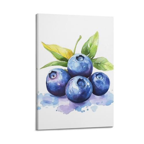 Peinture aquarelle de myrtille moderne JIDUHON art mural sur toile 20 x 30 cm