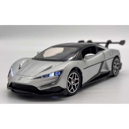 Image of 1:32 Scale Die Cast BYD U9 Sports Car Model, Silver | Metal Body, Pull Back Toy Car, Openable Doors, Realistic Design, For Kids & Collectors