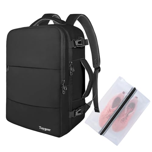 Taygeer EasyJet handbagage 45x36x20, handbagage rugzak vliegtuig heren, 15,6 inch laptop reisrugzak met USB-oplaadaansluiting, lichte cabinebagage voor zakelijk gebruik, zwart