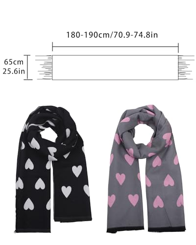CORIRESHA Women's Heart Scarf Cashmere Feel Thick Winter Warm Valentine's Shawl4