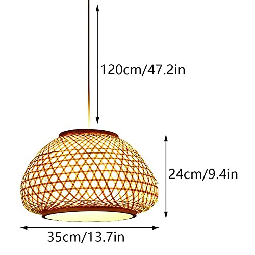 Lámpara colgante de bambú E27 estilo japonés para techo 8