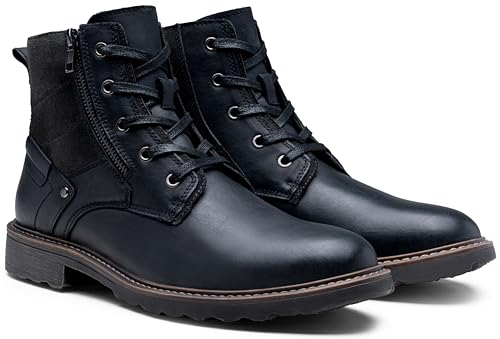 Image of Vostey Mens Boots Motorcycle Casual Boots for Men Zipper Fashion Chukka Boots Mens