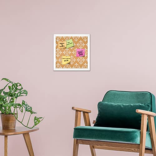 Aitakatta Decorative Cork Board For Walls, Square Bulletin Board With Floral Print, White Framed Pin Board Vision Board For Office School Bedroom And Dorm Room With Pins, Screws(3030,1Pc) #TOP4