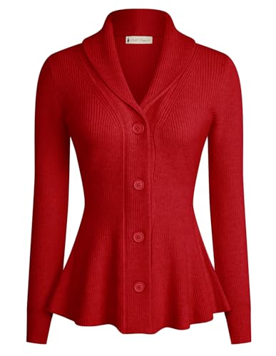 Image of Belle Poque Women Vintage Cardigan Sweater Shawl Lapel Button Down Sweater Outwear Coat