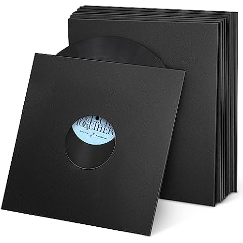 Facmogu 10PCS 12in Vinyl Record Kraft Paper Jackets, Matte Black 350gsm Thick Cardboard Vinyl Record Covers, Protective Outer Vinyl Sleeves for 33 RPM, Archival Storage Record Case for LP Vinyl Record Cover