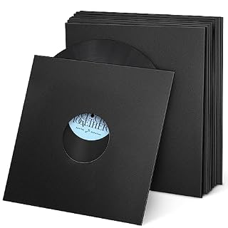 Facmogu 10PCS 12in Vinyl Record Kraft Paper Jackets, Matte Black 350gsm Thick Cardboard Vinyl Covers, Protective Outer Sleeves for 33 RPM, Archival Storage Record Case for LP Album - Les Beatles, Paul McCartney, John Lennon, RIngo Starr, George Harrison