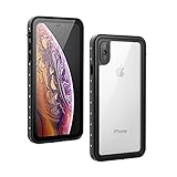 Lanhiem Coque Étanche iPhone XS Max, [Antichoc] [IP68 Imperméable] 360 Full Body avec Protection écran intégré Antipoussière Anti-Neige Waterproof Etui pour iPhone XS Max 6.5', Noir