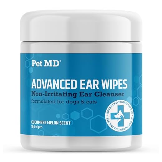 Pet MD Cat and Dog Ear Cleaner Wipes - Advanced Otic Veterinary Ear Cleaner Formula - Dog Ear Infection Treatment Eliminates Yeast and Infections - 100 Alcohol Free Ear Wipes with Soothing Aloe Vera
