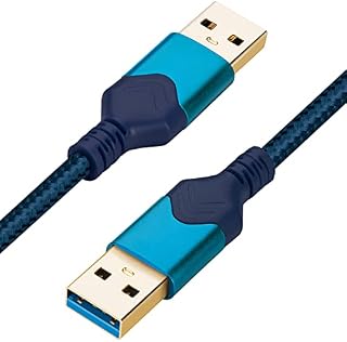 ROFICORD USB 3.0 Male to Male Cable, USB A to USB A 0,6m High Speed Data Cord Compatible with Hard Disk Drive/Laptop Cooler/Set-top Box/DVD Player/TV/Camera and More (2 FT, Red)