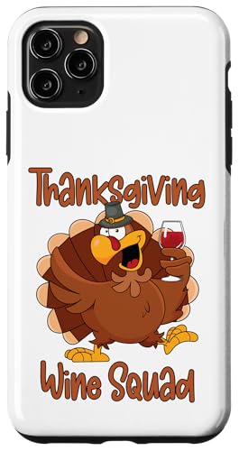 Carcasa para iPhone 11 Pro Max Divertido escuadrón de vino de Acción de Gracias Wine Pavo Family Matching