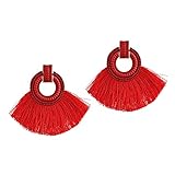 Böhmen Ohrring Retro Sektor Quaste Ohrringe Partei Schmuck Zubehör für Frauen Mädchen, Rot Robust und kostengünstig Fashion