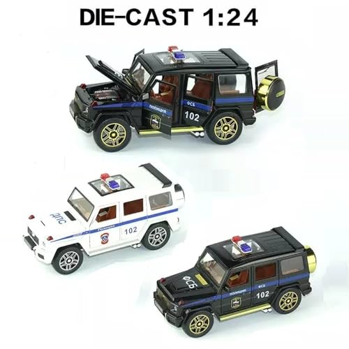 Image of Police G Wagon 1:24 Model Car with Box, Zinc Alloy Pull Back Toy car with Sound and Light for Kids Boy Girl Gift [Colors as Per Stock]