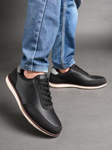 Image of San Frissco Men's Perforated Sneaker Casual Lace-Up Shoes | Soft Cushioned Footbed with TPR Sole | Comfortable and Trendy Casual Shoes for Office and College