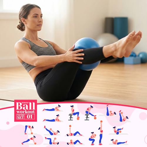 Image of 4 Pcs Small Exercise Pilates Ball Bulk 9 Inch Mini Yoga Balls Anti Burst and Slip for Stability, Fitness, Physical Therapy, Stretching & Core Workout at Home Gym Office Class