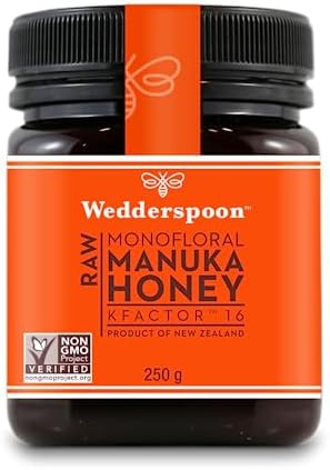 Wedderspoon 100% Raw Premium Manuka Honey KFactor 16+, 8.8 Ounce