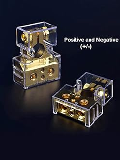 SUNMORN Battery Terminal Connectors, 0/2/4/6/8/10 AWG Battery Terminals, Heavy Duty Car Battery Terminal, Top Post Multiple Marine Superior Connectivity Long Lasting Easy to Install (Gold-2)
