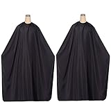 2 Pack Professional Hair Salon Cape with Adjustable Snap Closure/65x49inch Black Waterproof Hair Cutting Coloring Styling Gown, Beauty Supplies Makeup Cape Hairdressing Cape for Hair Stylist