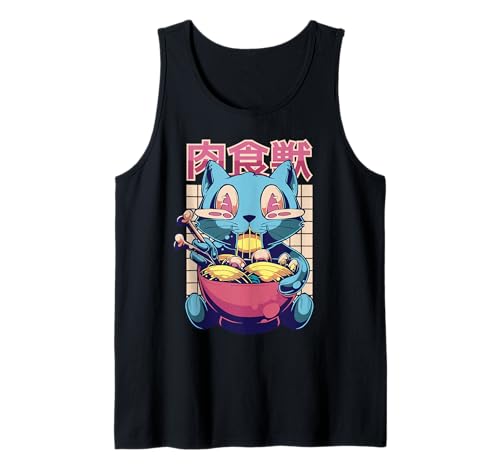 Weirdcore Vaporwave Anime Ramen Cat Weird Japanese Kawaii Tank Top