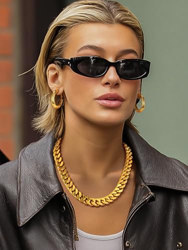 PROSTEEL Chunky Cuban Link Curb Chain Necklace for Women Men, 18K Gold/Silver Tone Choker Thick Trendy Statement Hip Hop Miami Cuban Chain Jewelry Gifts Unisex Size,5/12/14mm Widths,18"/20"2